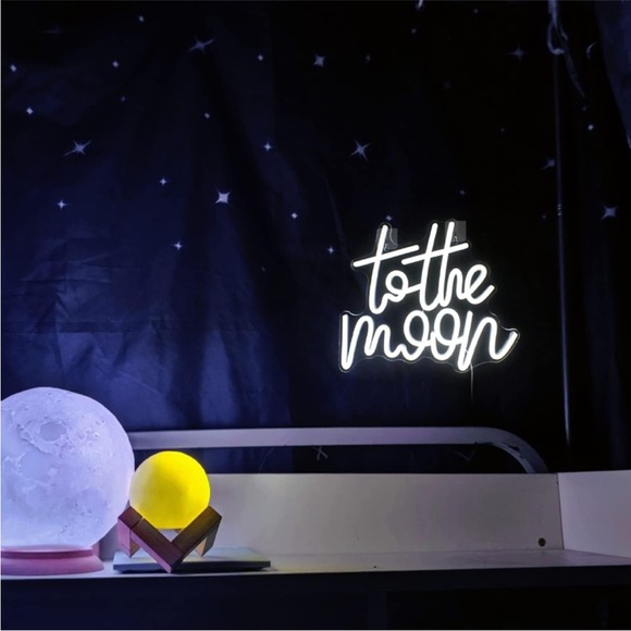 To The Moon White Neon Light Wall Shelf Party Bedroom Decoration Gift/Present - Picture 2 of 7